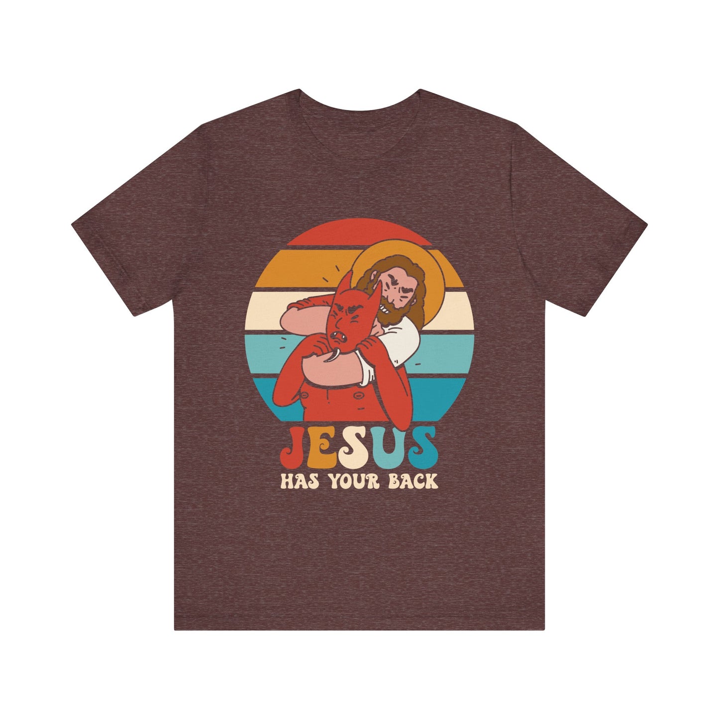 Hey Devil Jesus Has Your Back T-Shirt, Funny Christian Retro Halloween Tee