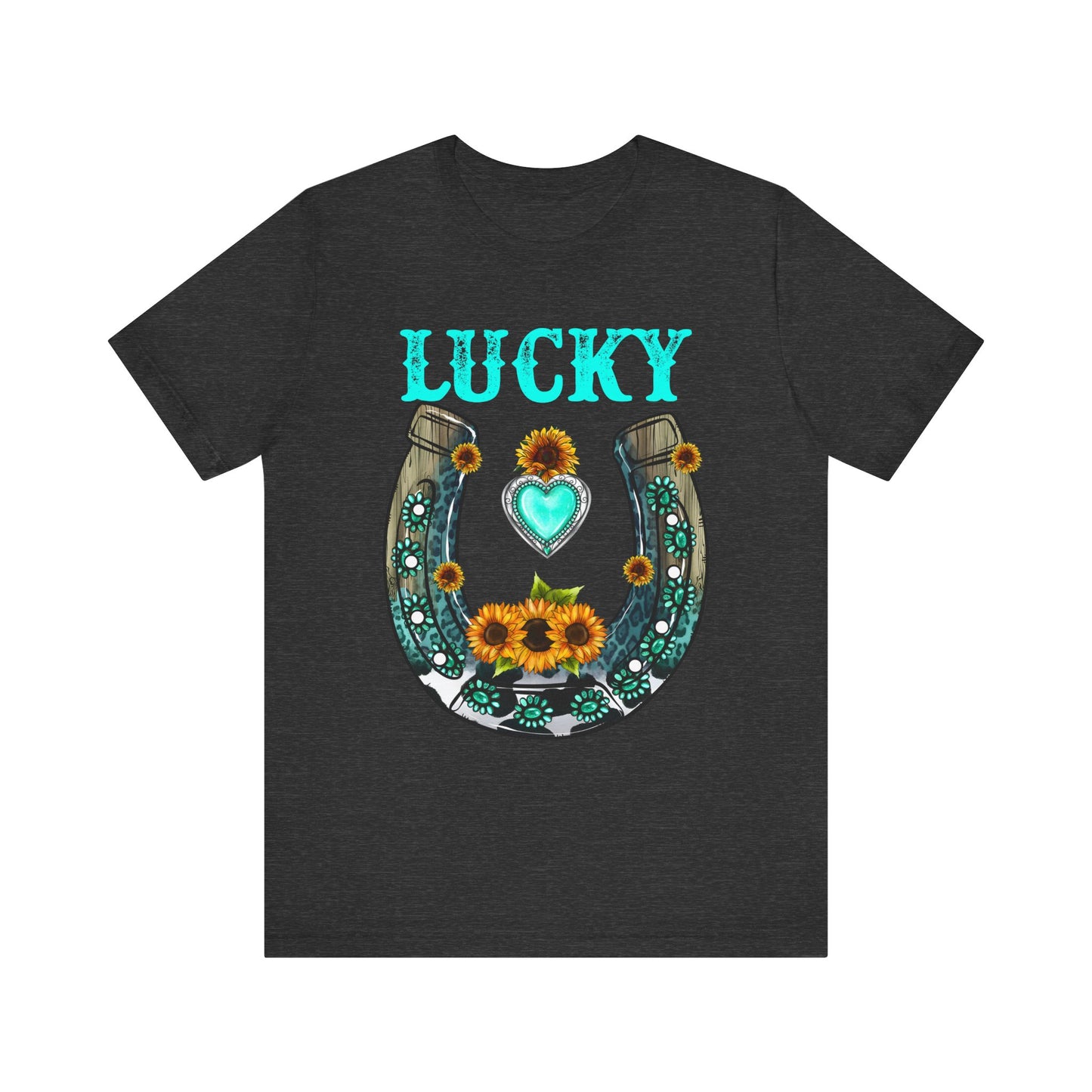 Horse Shoe Lucky Shirt – Western Turquoise Gemstone Texas Sunflowers Tee