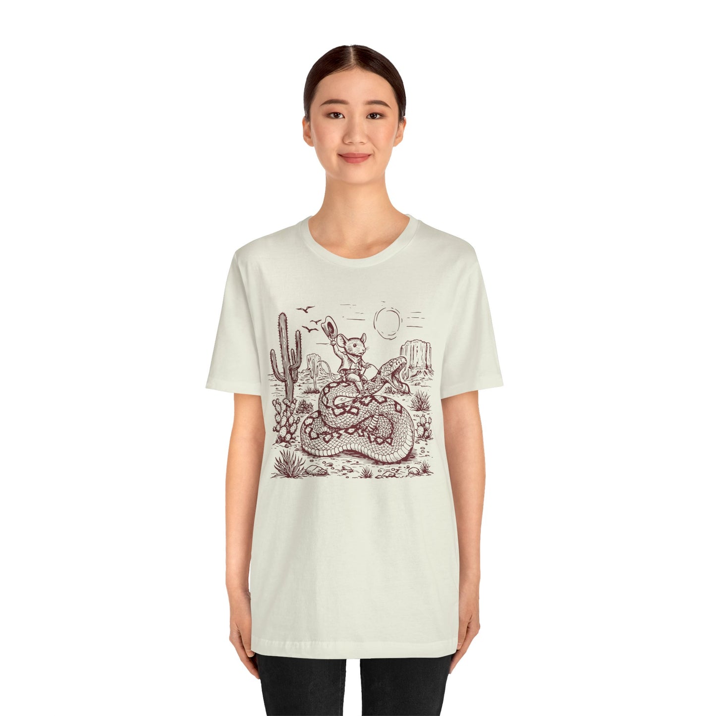 Cowboy Mouse Riding Rattlesnake Shirt – Funny Wild West Rodeo Tee