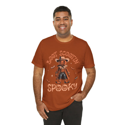 Boot Scootin’ Spooky Shirt – Funny Cowboy Pumpkin Head Western Halloween Tee