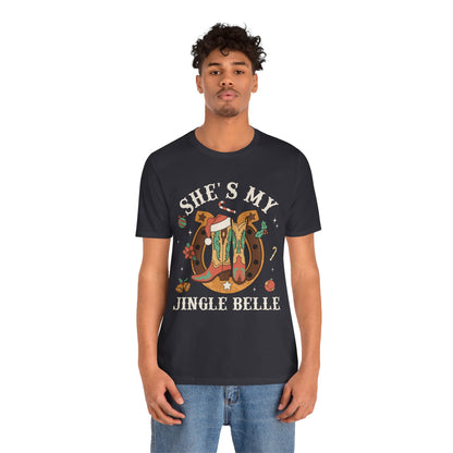 She’s My Jingle Bell Shirt – Cute Western Cowboy Cowgirl Matching Christmas Tee