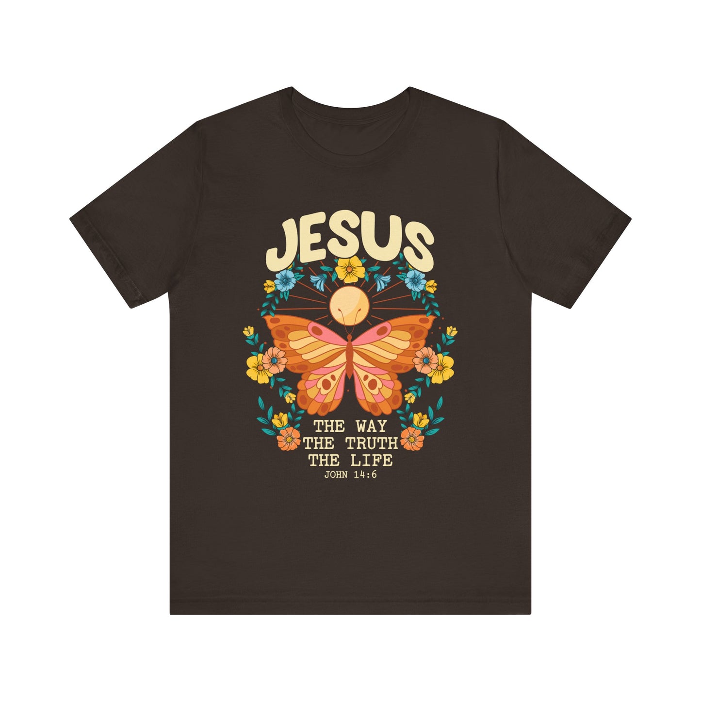 Jesus Butterfly Wildflower Shirt – John 14:6 Scripture Floral Christian Tee