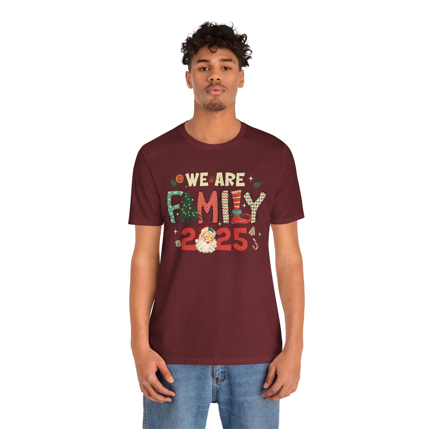Vintage We Are Family Christmas Shirt – Retro Santa & Tree Matching Holiday Tee