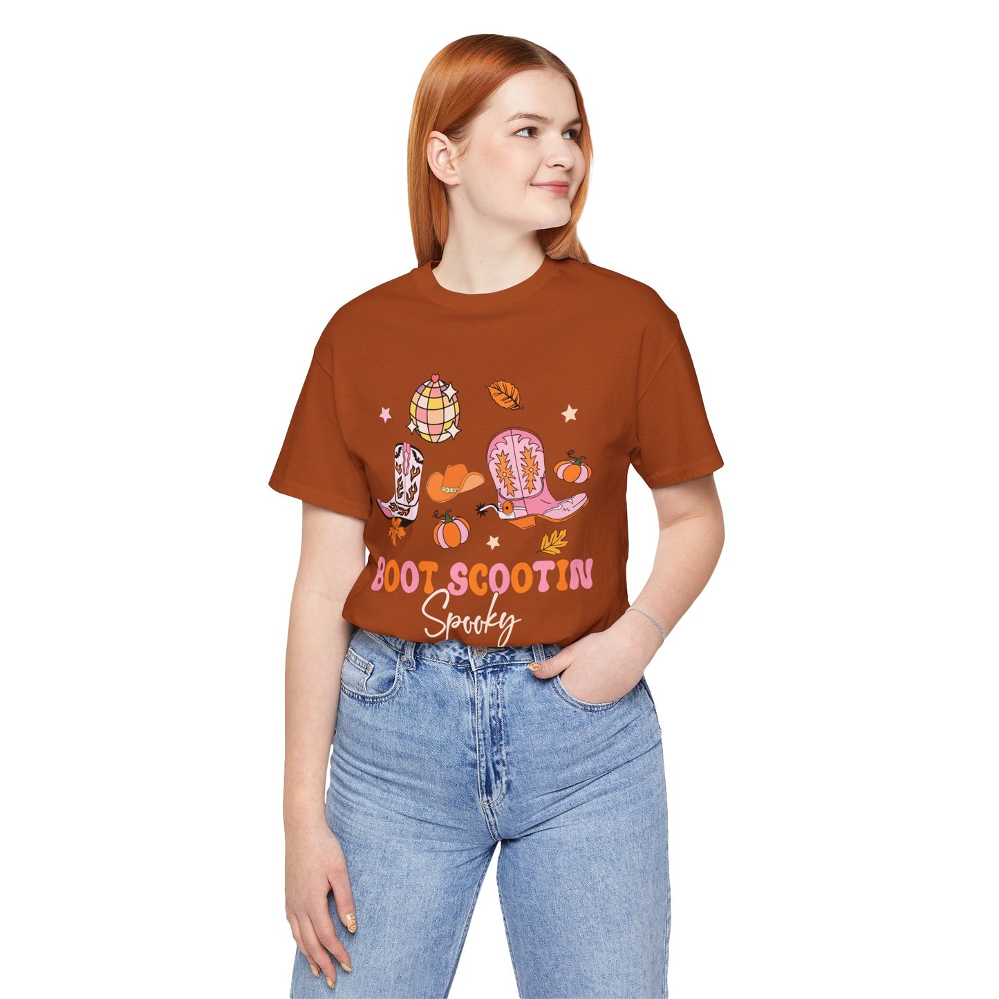 Boot Scootin Spooky Howdy Western Halloween Thanksgiving T-Shirt, Retro Cowgirl Fall Tee