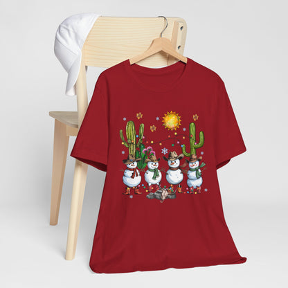 Snowman Cowboy Christmas Shirt – Western Howdy Holiday Tee for Kids & Boys