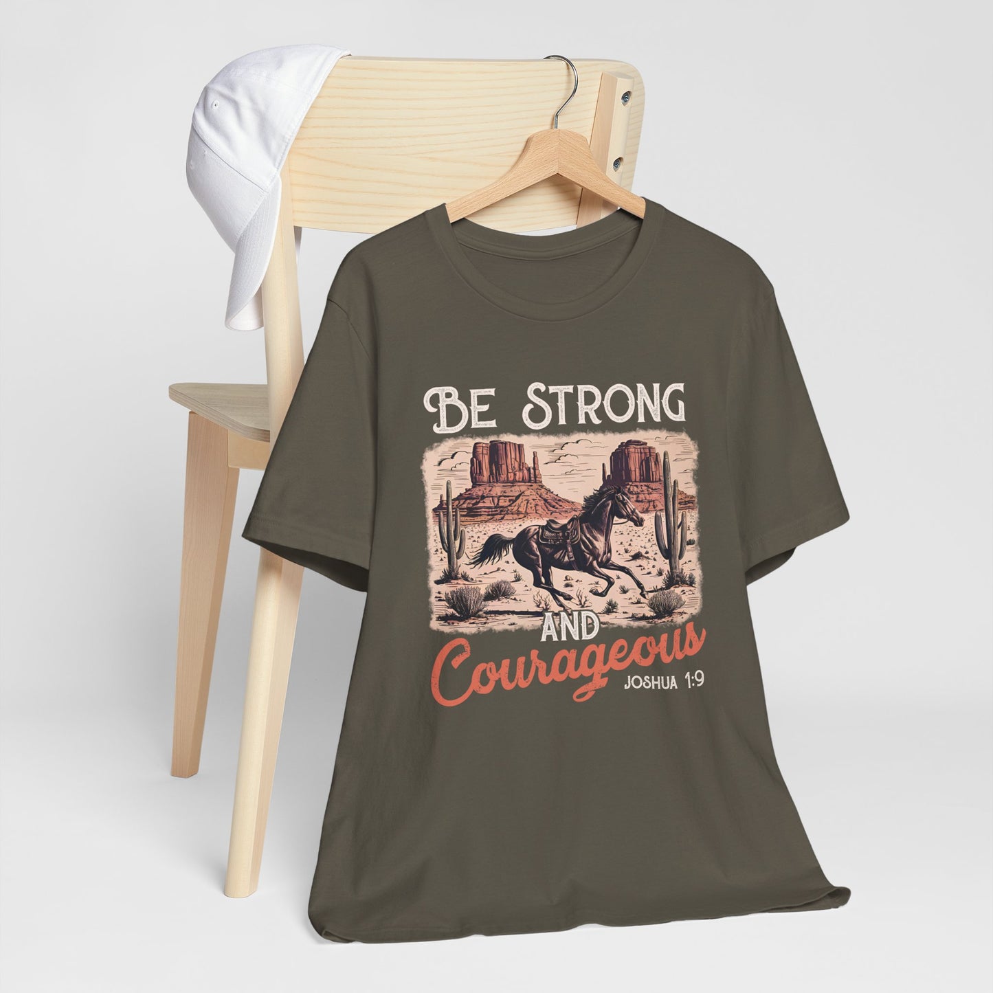 Be Strong and Courageous Shirt – Western Horse Christian Cowgirl Tee
