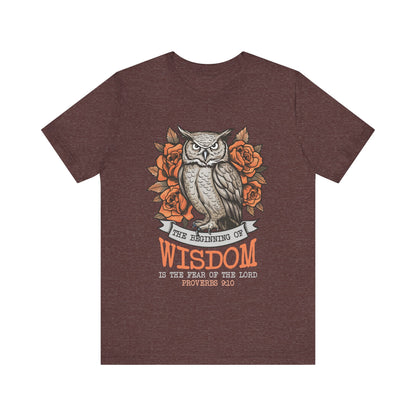 The Beginning of Wisdom Shirt – Boho Owl Flowers Christian Proverbs 9:10 Tee