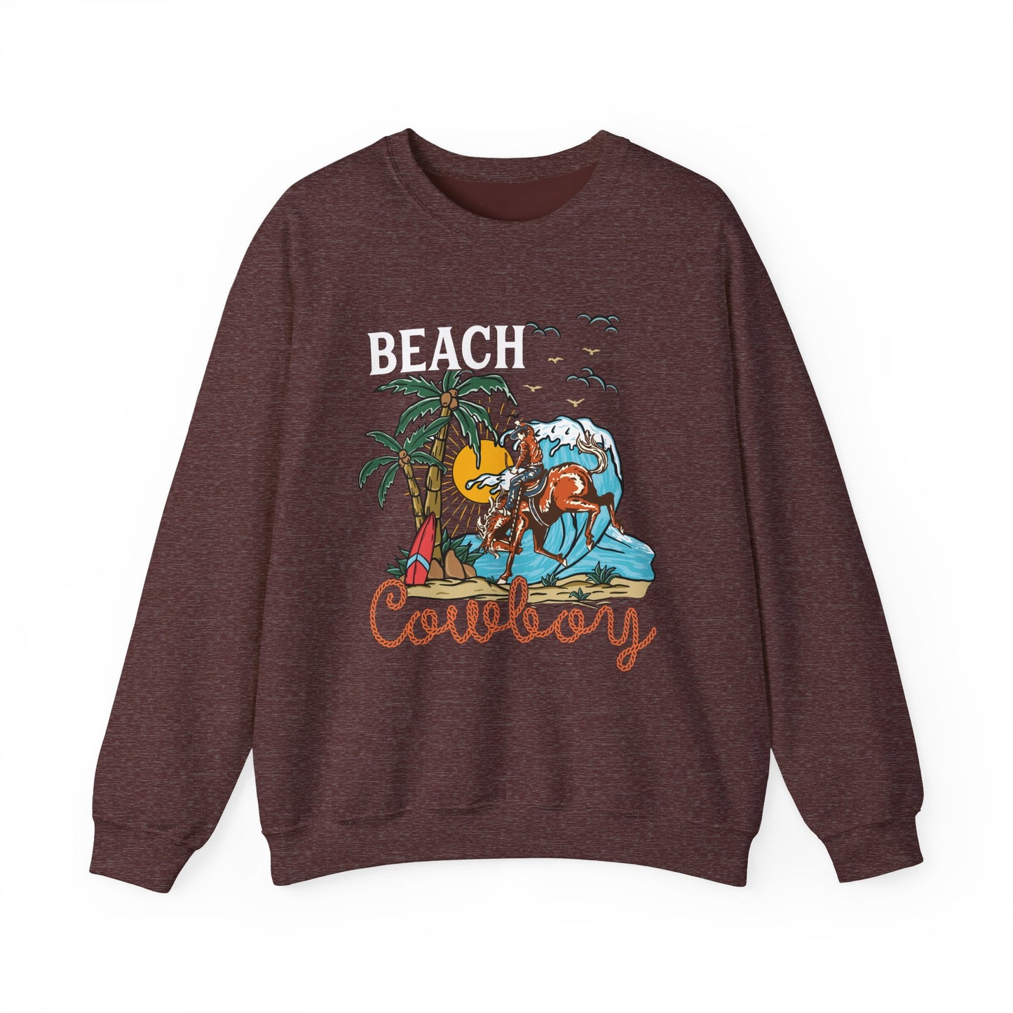 Beach Cowboy Sweatshirt – Tropical Palm Tree Western Rodeo Texas Pullover