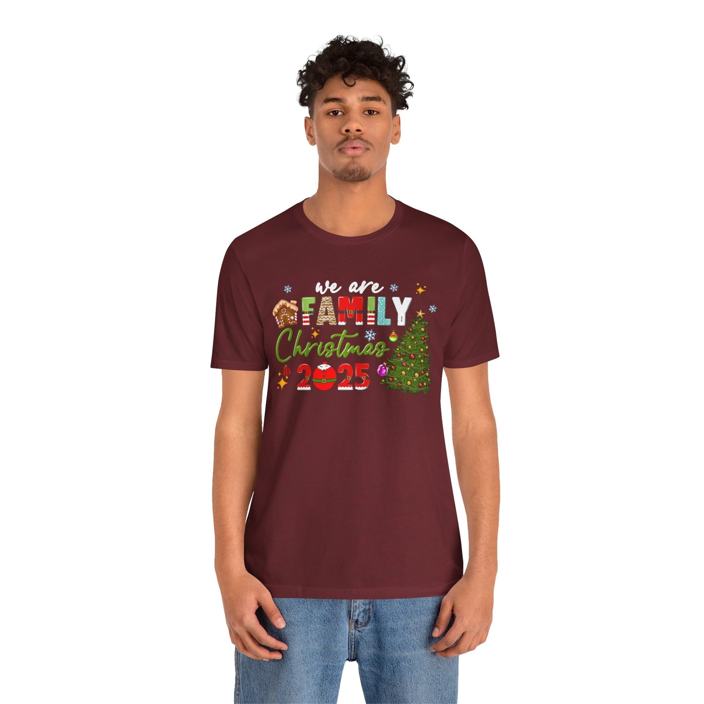We Are Family Christmas Shirt – Matching Holiday Tee with Christmas Tree Lights