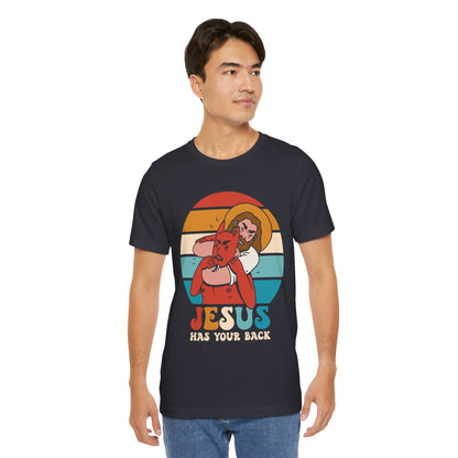 Hey Devil Jesus Has Your Back T-Shirt, Funny Christian Retro Halloween Tee