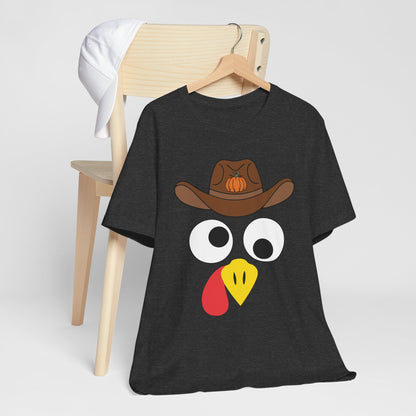 Thanksgiving Couples Turkey Face Shirt – Funny Cowboy & Cowgirl Matching Tee