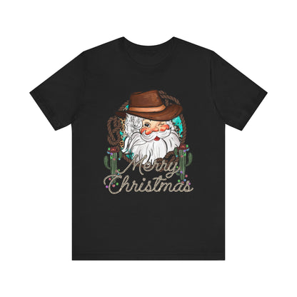 Merry Christmas Howdy Santa Shirt – Retro Western Cowboy Funny Holiday Pajama Tee