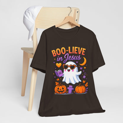 Boo-lieve in Jesus Shirt – Pastel Ghost Funny Christian Halloween Faith Tee