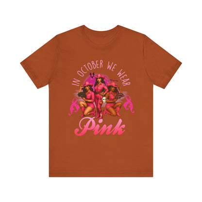 In October We Wear Pink Shirt – Western Cowgirl Breast Cancer Awareness Tee
