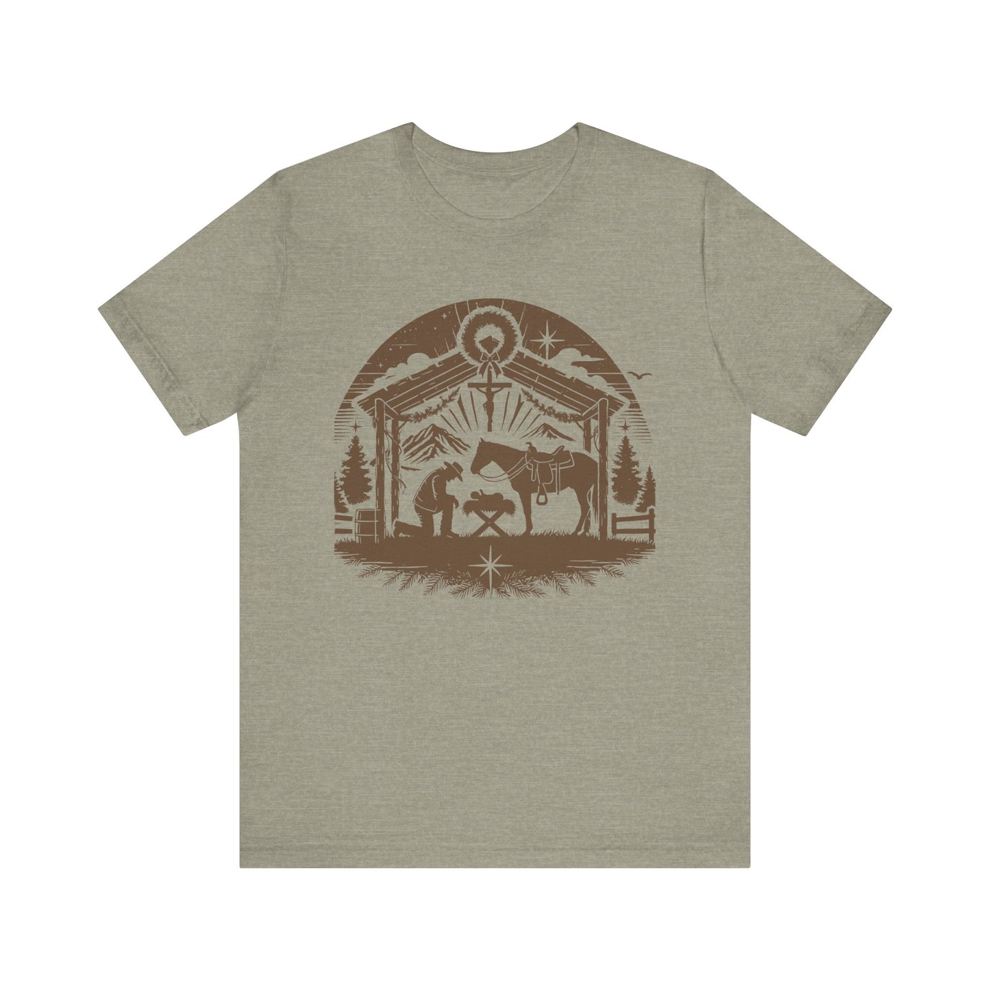 Praying Cowboy Christmas Shirt – Western Nativity Christian Holiday Tee