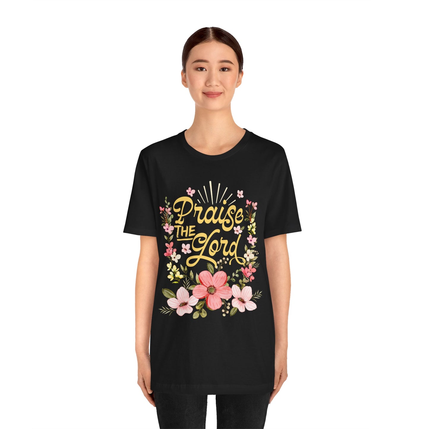 Praise the Lord Shirt – Christian Worship Groovy Retro Daisy Floral Faith Tee