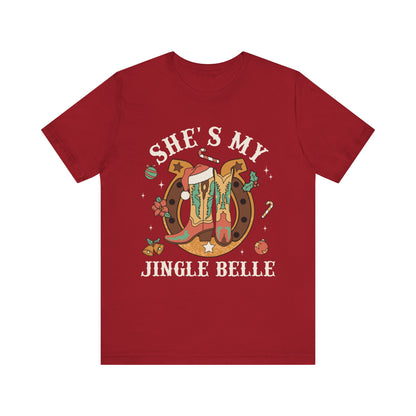 She’s My Jingle Bell Shirt – Cute Western Cowboy Cowgirl Matching Christmas Tee