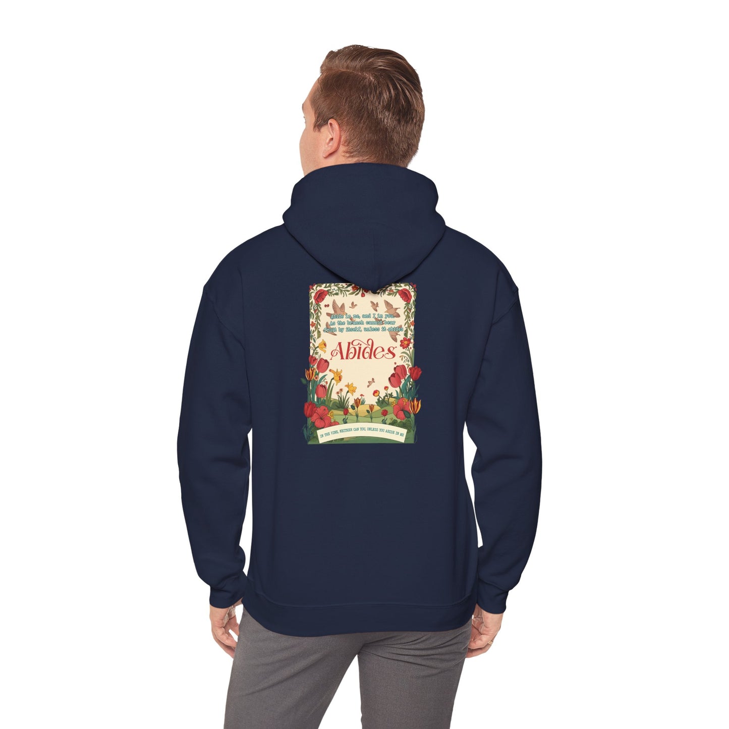 Abide in Me Hoodie – Faithful Blooms Bible Scripture Christian Pullover
